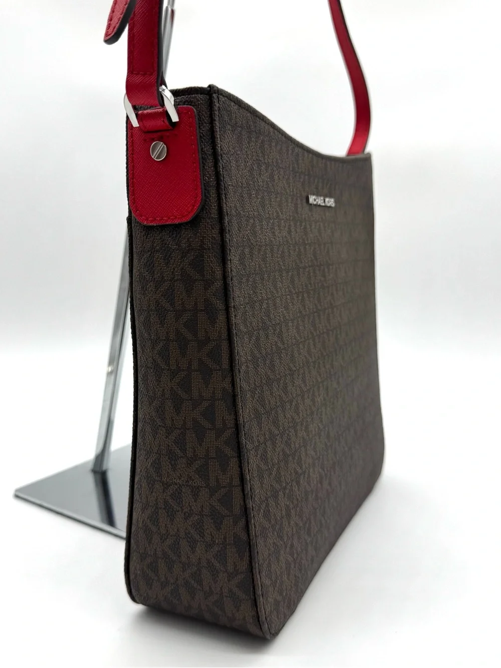 Michael Kors Large Messenger Crossbody Bag Brown/Bright Red